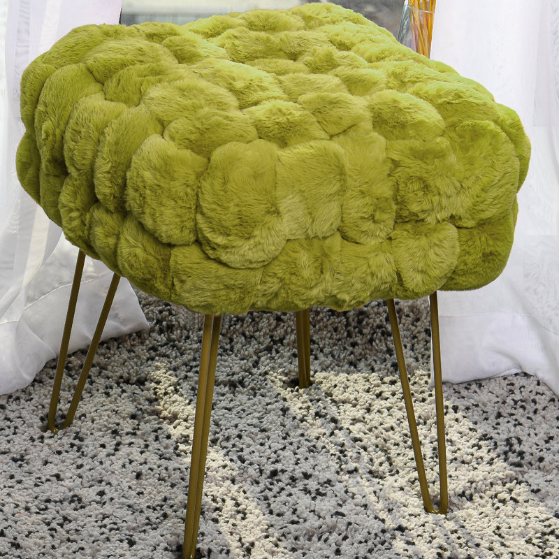 Aislee Upholstered Ottoman, Green Moss 100% Polyester
