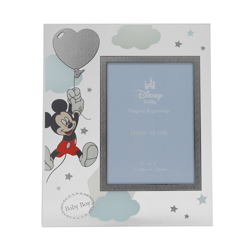 Disney 5" x 7"  Mickey Mouse Silver Plated Glass Frame