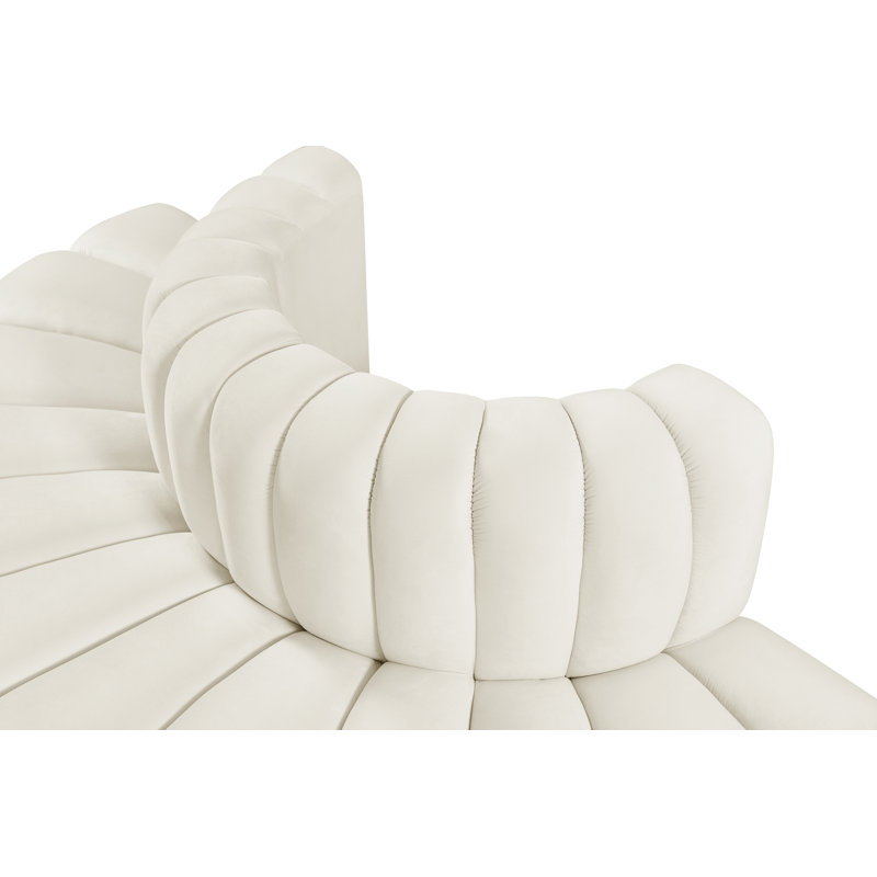 Iyleena Upholstered Curved Sectional Reversible, Cream Velvet