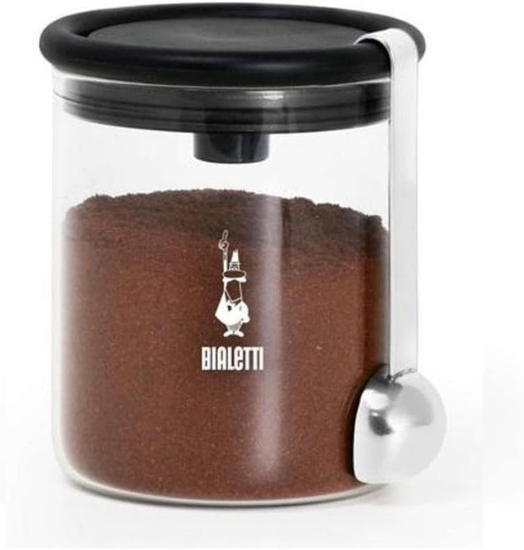 GLASS COFFEE JAR W/MOKA TOP