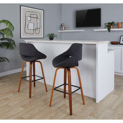 Najrin Upholstered Bar & Counter Stool with Square Footrest (Set of 2)