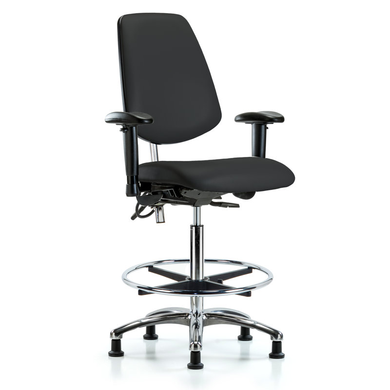 Oscar Drafting Chair, Black, Glides, Not Included