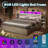 Shila 45.1" Lift Up Storage Bed Frame with Charging Station, LED Bookcase Headboard & 2 Side Shelf, Queen Size, Distressed White-105505027-105505028