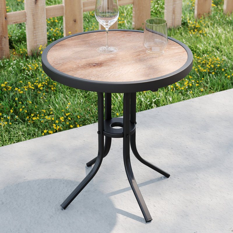 Table de bout en acier Ebern Designs, H 18,1 po x L 16,9 po x l 16,9 po, Brun