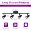 Plafonnier sur rail à 4 lumières à DEL Flsnt, lumières sur rail réglables pour, cuisine, têtes rotatives, projecteur de plafond multidirectionnel moderne, 24 W, 3 000 K, comprend 4 ampoules à DEL Gu10.-110446008