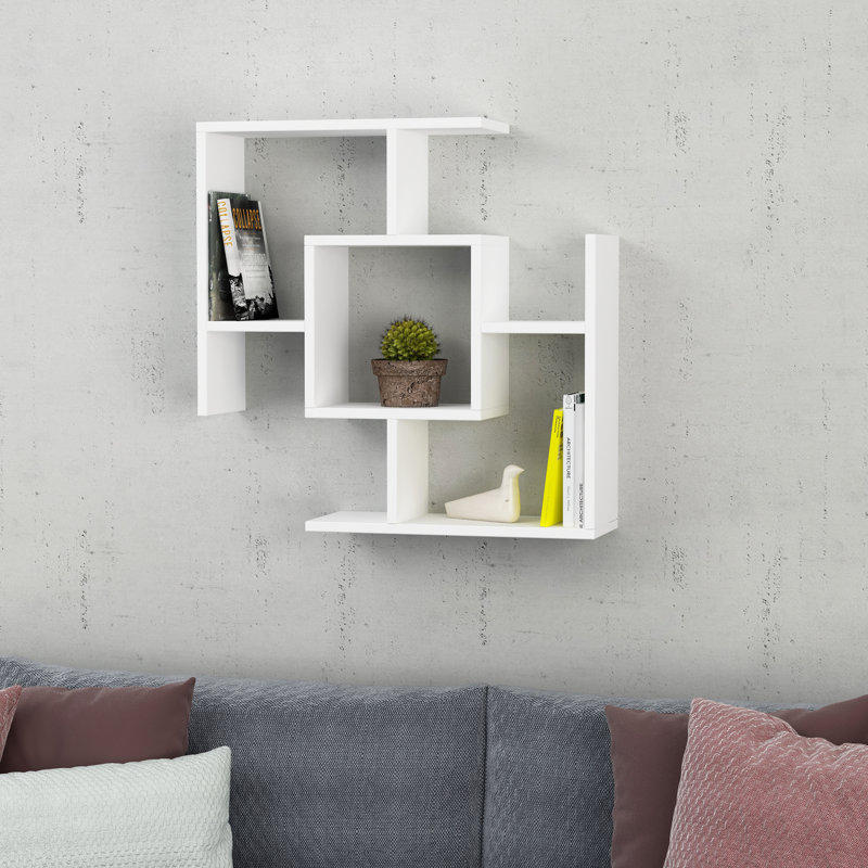 Caron 6 Piece Square Floating Shelf, White