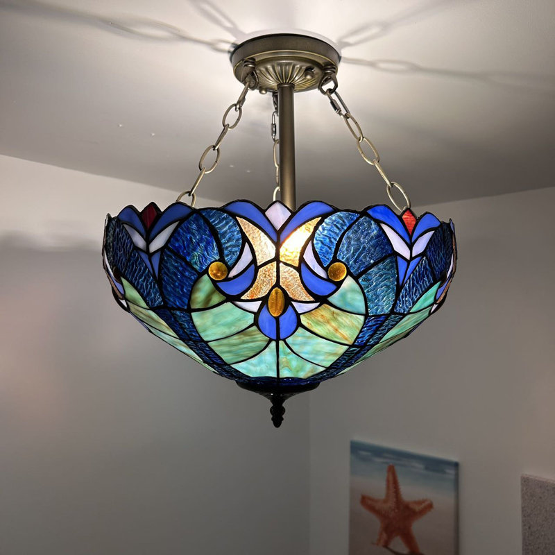 Tiffany Glass Bowl, Green Blue