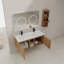 Meuble-lavabo mural 48 po avec double lavabo et support de rangement, portes à fermeture douce, meuble-lavabo