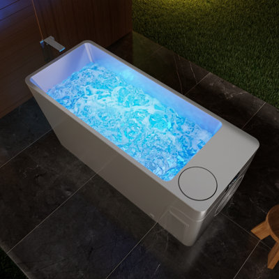 76.8" Acrylic All-in-One Ice Bath Cold Plunge Bathtub Integrated LED lighting With Built-in Chiller & Heater