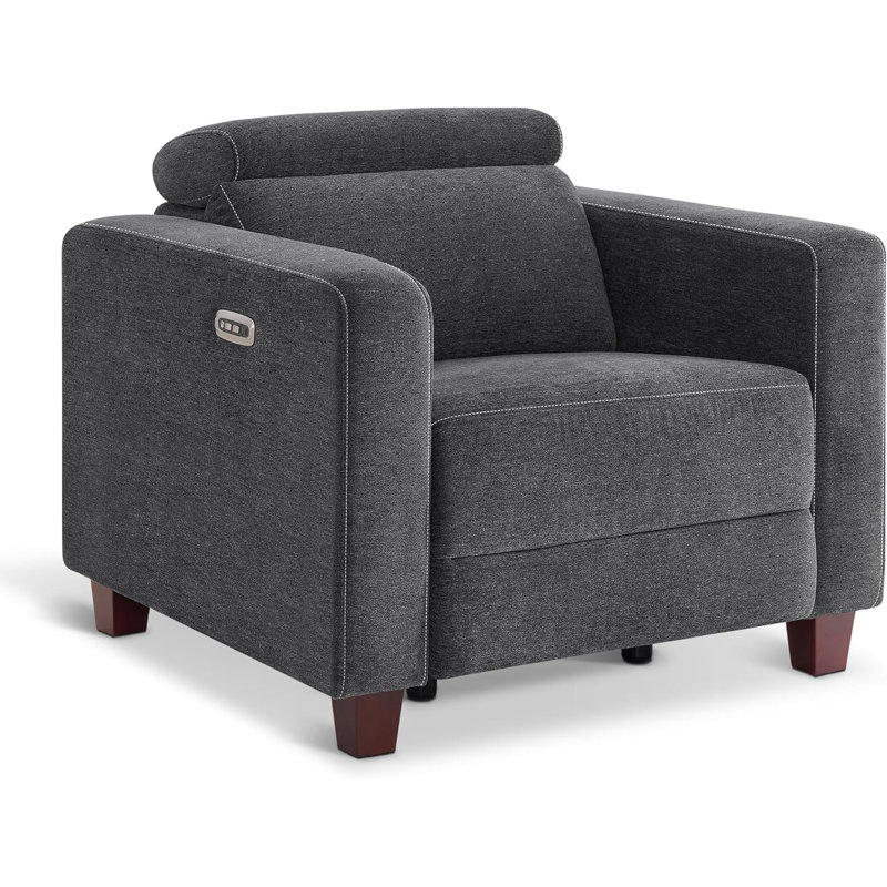 Cabrero Wall-hugger Power Recliner, High Leg Recliner with Adjustable Headrest, Fabric Upholstered, Dark Gray