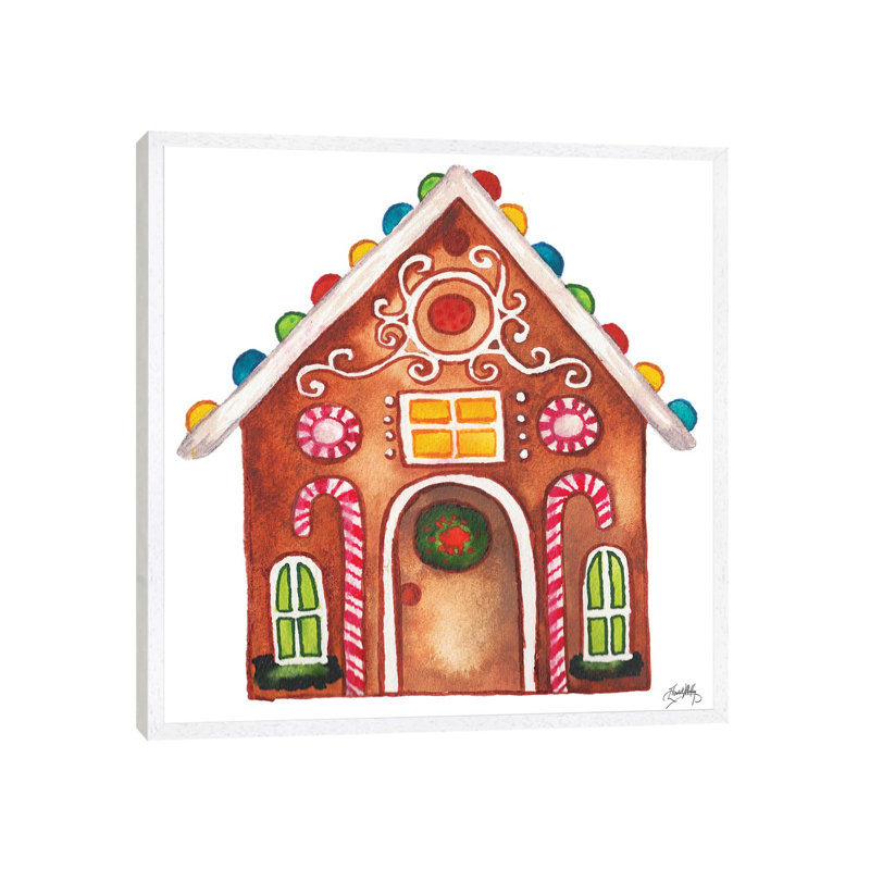 Gingerbread And Candy House I by Elizabeth Medley - Painting on Canvas, White Framed, 66.04 cm H x 66.04 cm W