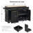 59.3" Black Kitchen Island with Power Outlet & Drop Leaf, Rolling Kitchen Cart with Trash Can Storage & 2 Pull-Out Organizers, Rubber Wood Top Kitchen Island with Spice & Towel Racks-367414577
