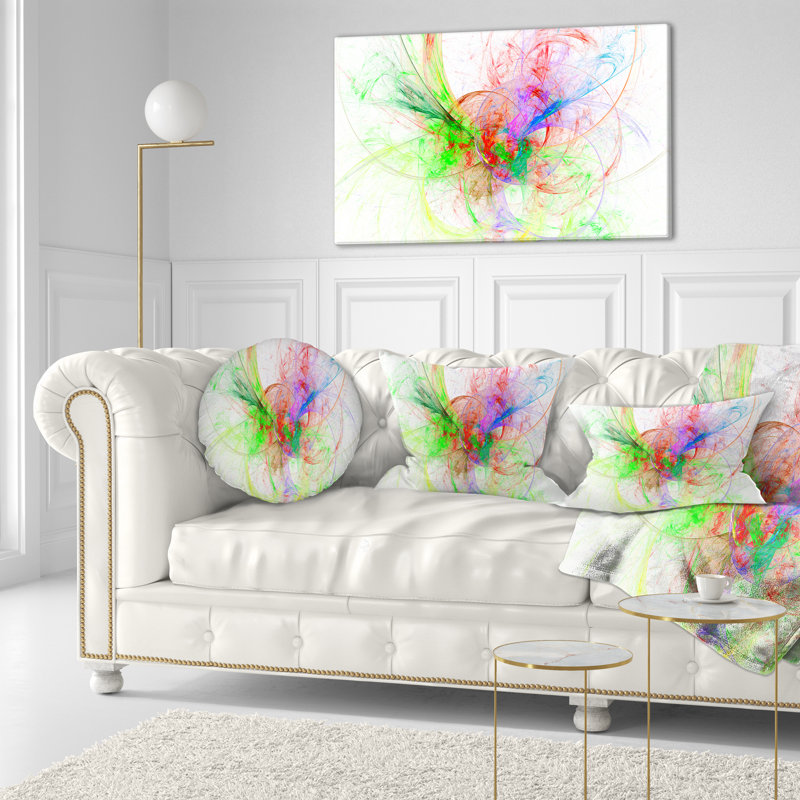 Motif multicolore sur blanc fractal - coussin imprimé abstrait