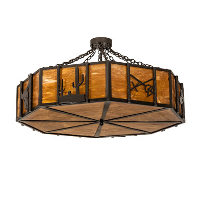 Rustic Lodge Glass Semi Flush Mount
