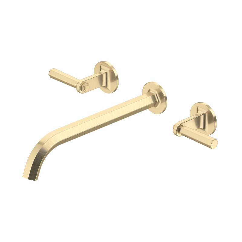 Modelle Wall Mount Tub Filler Trim With C-Spout, Antique Gold