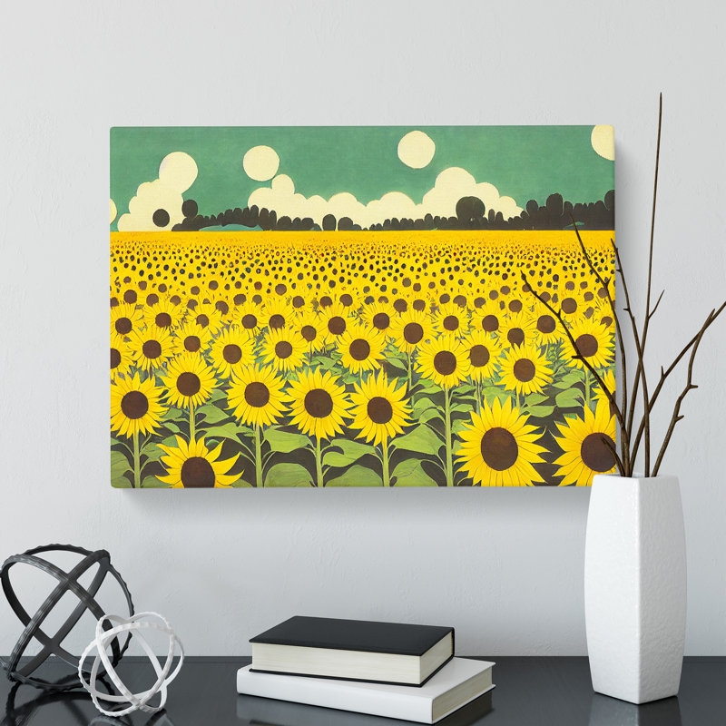 Magnificent Sunflower Field - Wrapped Canvas Print, 50cm H x 76cm W x 3cm D