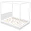 Wooden LED Canopy Platform Bed With Support Slats, No Box Spring Needed-1294917877