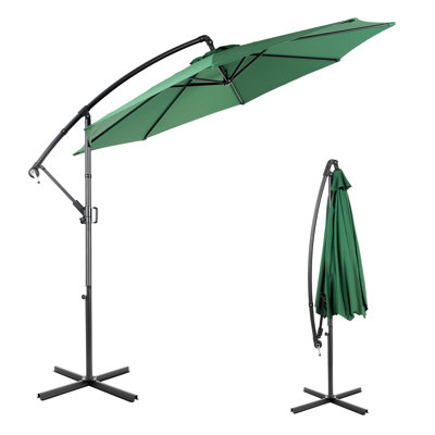 10ft Offset Cantilever Patio Umbrella, Adjustable Tilt, Upf 50+ Uv Protection, Waterproof Polyester Canopy, 8 Reinforced Ribs For Backyard, Poolside, Garden