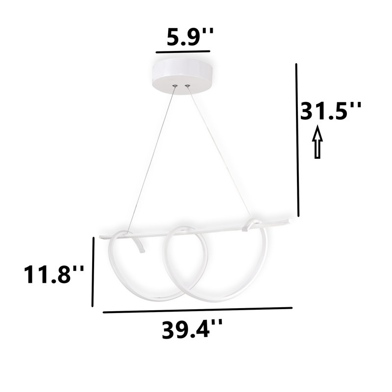 Lustre à DEL Modern Loop - hauteur réglable, Blanc, 4000 Kelvins