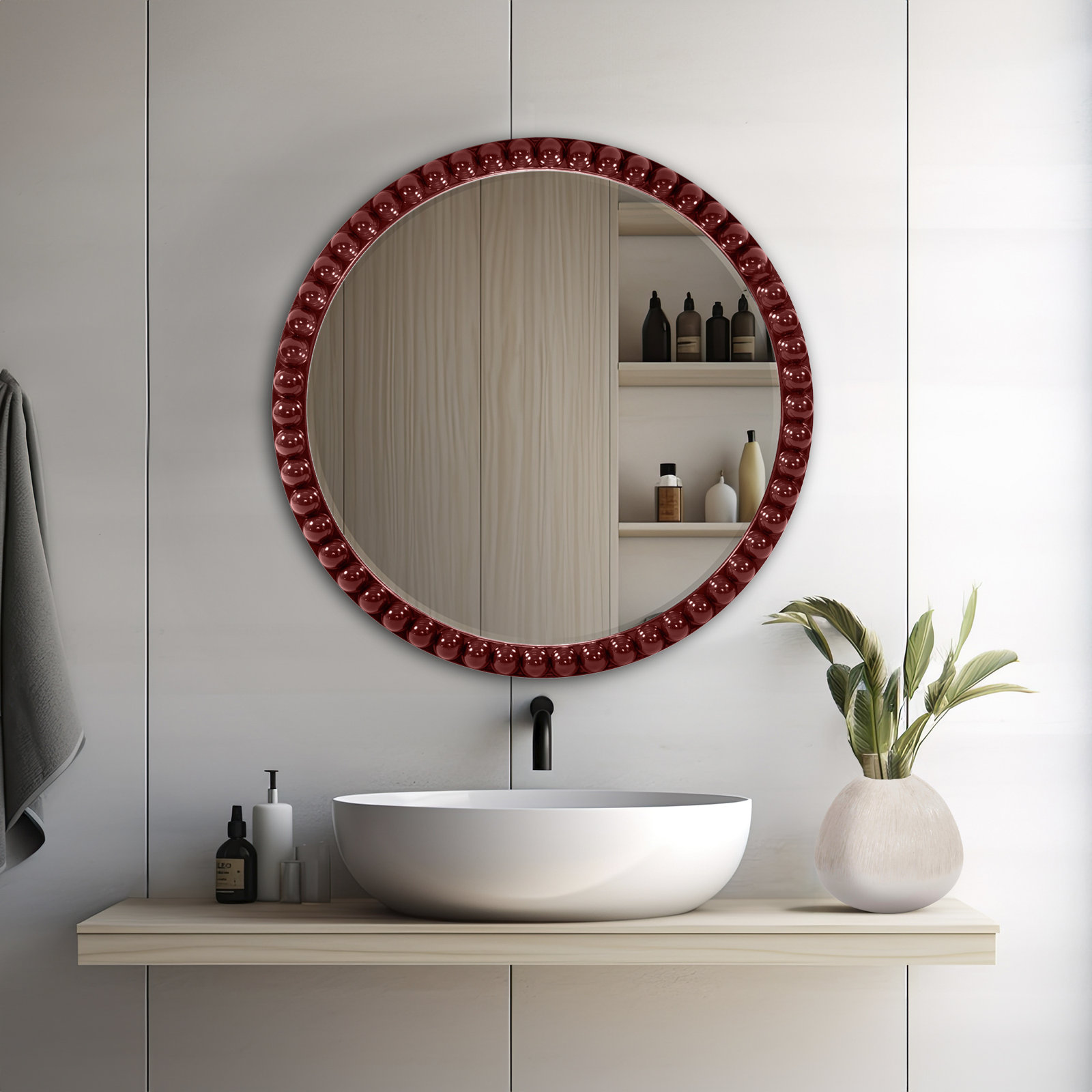 Darlene 30" Mirror, Burgundy