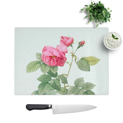 Tempered Glass Bourbon Rose Chopping Board