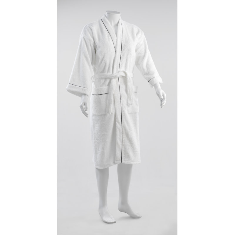  Peignoir 100% coton mi-mollet unisexe avec poches, S, Turquoise