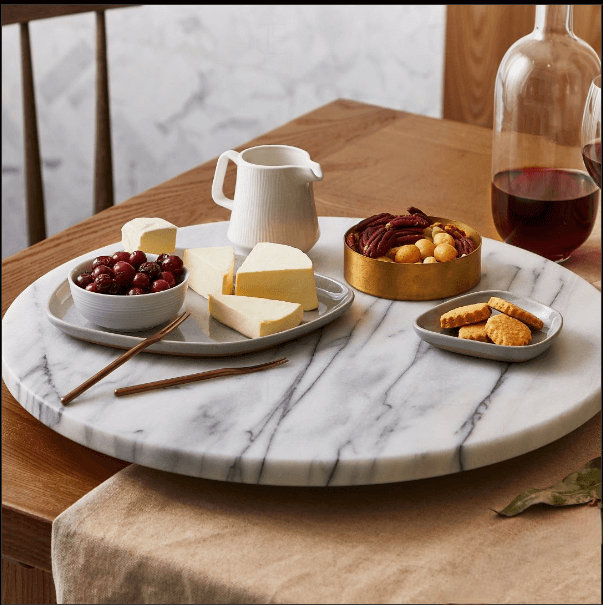 White Marble Round Lazy Susan, 12-inch