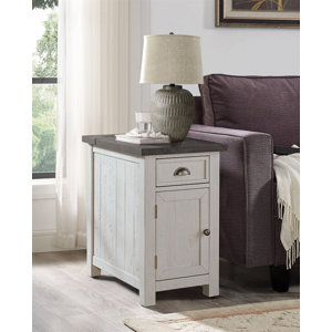 Gracie Oaks Jakendra Solid Wood End Table with Storage and Built-In ...