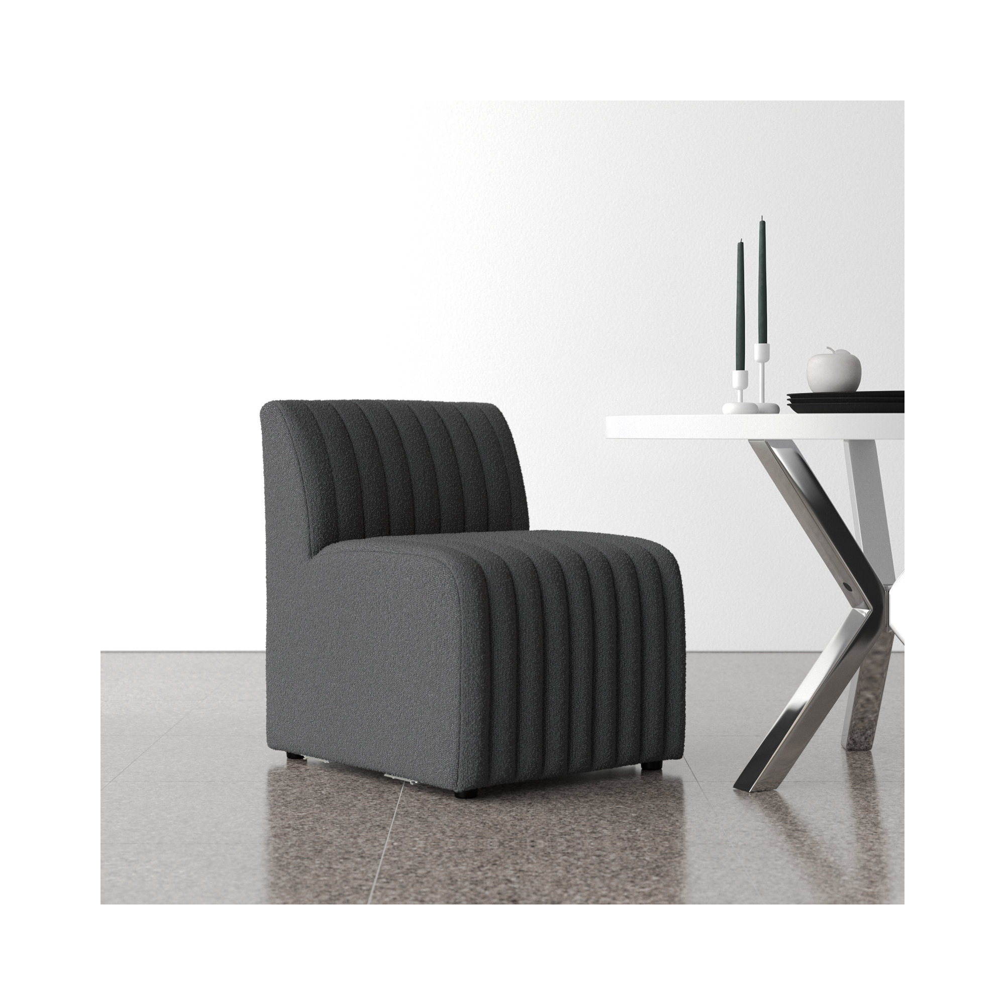 Brandt Dining Chair, Fiqa Charcoal Boucle
