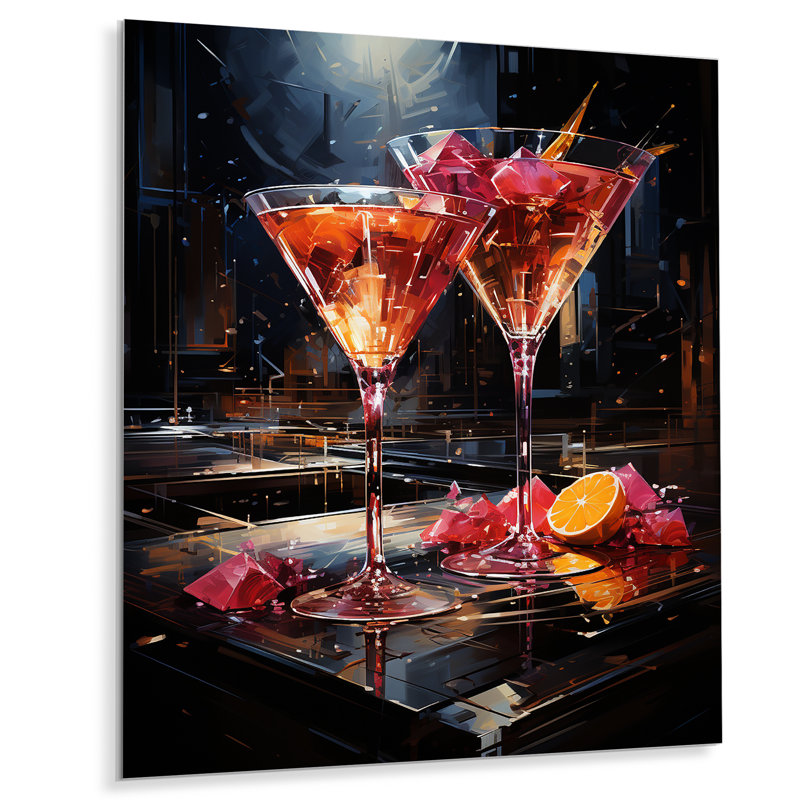 Red Regal Ruby Cocktail Drinks - Art mural en métal cocktails, H 32 po x l 24 po x P 1 po