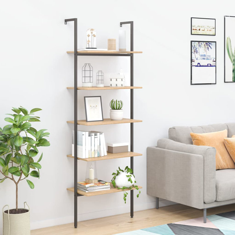 Cassoday 185cm H x 64cm W Manufactured Wood;Steel Bookcase, Natural/Black