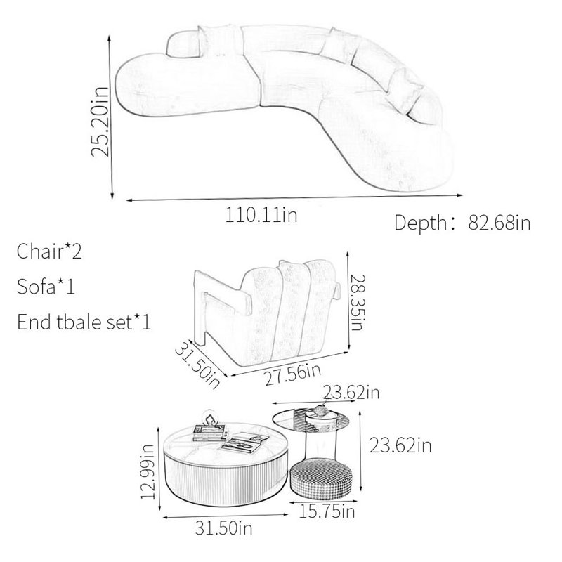 Curved meeting corner shaped sofa