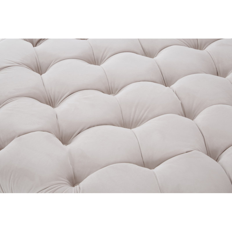 Donnelly 103cm Wide Tufted Round Solid Colour Standard Ottoman
