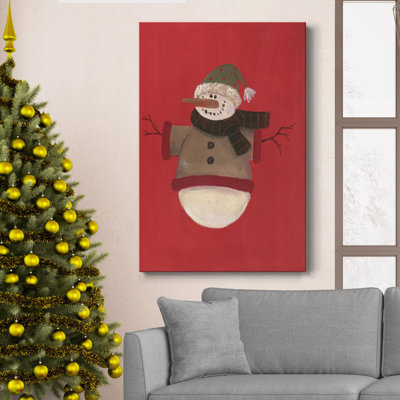 " Red Trim Snowman " Painting Print