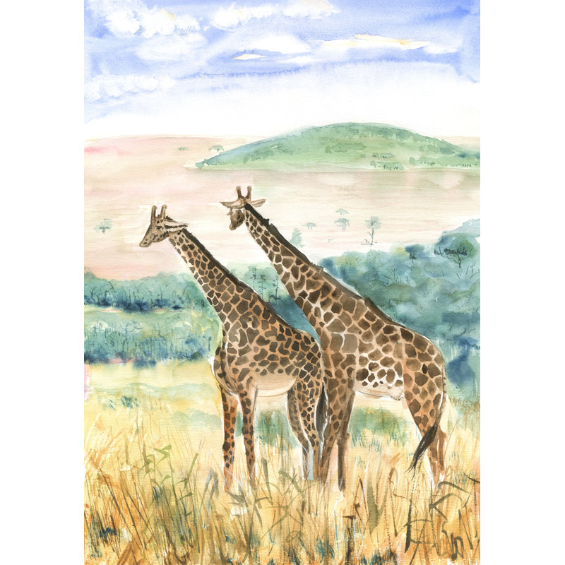 World Cultures Giraffe - Wrapped Canvas Art Prints, 46cm H x 30cm W