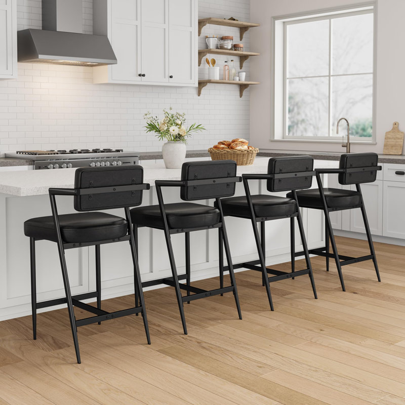 Counter Stool with Metal Frame, Black