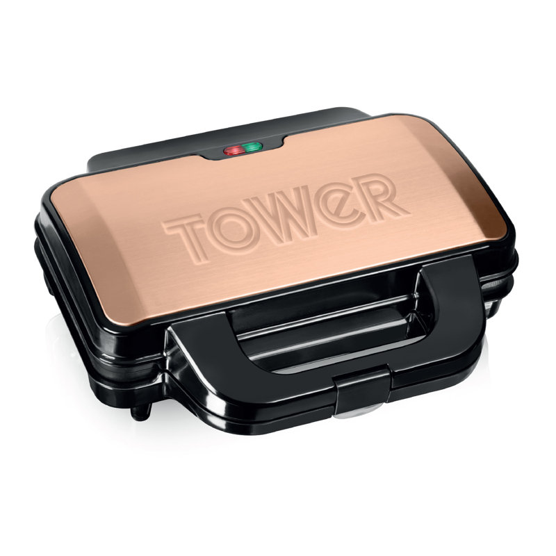 Tower Deep Filled Sandwich Maker with Non-Stick Coated Plate and Automatic Temperature Control, 900W, Rose Gold
