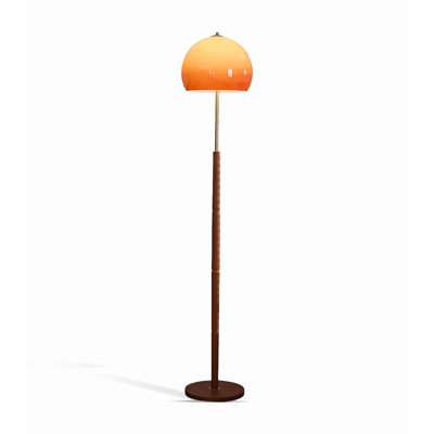 Retro Gradient Mushroom Shade Wood Floor Lamp