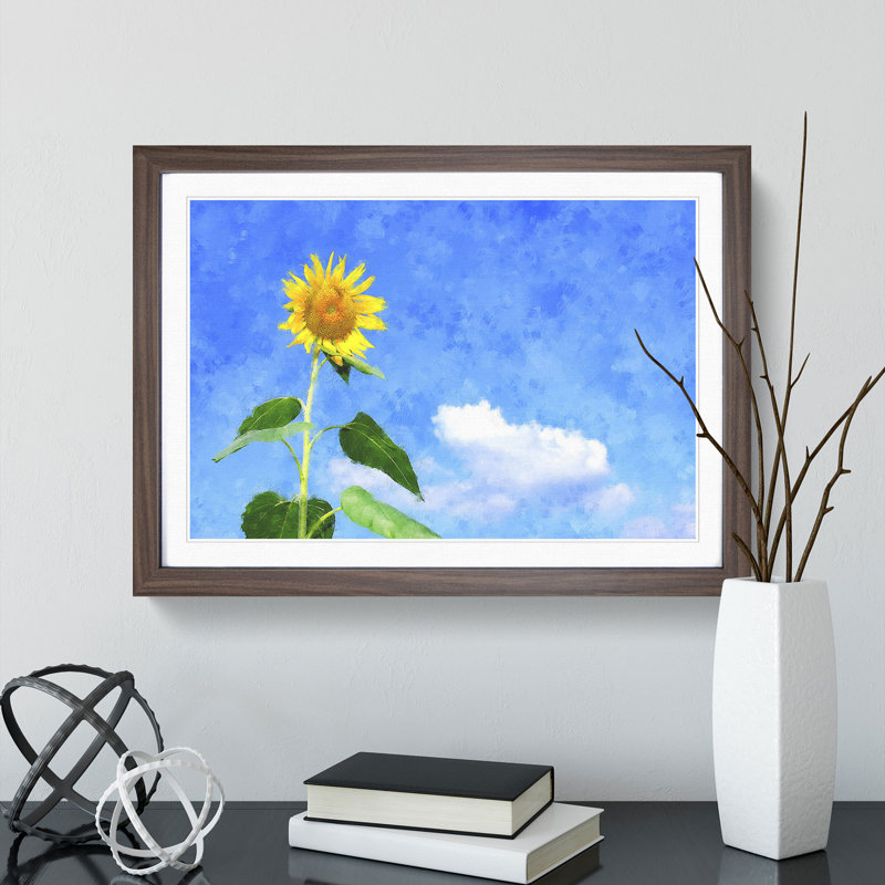 Sunflower Vol.3 - Picture Frame Painting, 36cm H x 48cm W x 2cm D, Walnut Framed