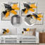 Peinture grise et jaune Elegance III - Collages abstraits, art mural en métal-1864054520