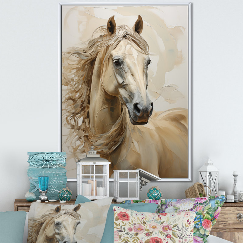 Portrait de cheval sophistiqué I, H 20 po x l 12 po x P 1 po, Cadre flottant blanc