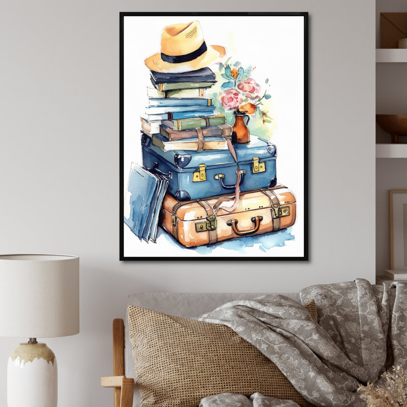 Voyage aventure I - Art mural campagne pour le salon, H 20 po x l 12 po x P 1 po, Cadre flottant noir