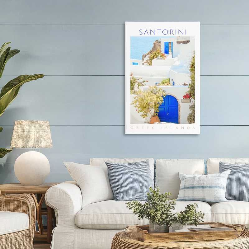 Santorini, îles grecques, toile par Erin Marie, H 45 po x l 30 po