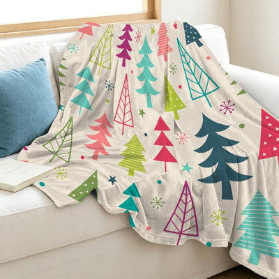 Green Ultra Soft Flannel Fleece Throw Blanket,Colorful Christmas Single-Sided Print