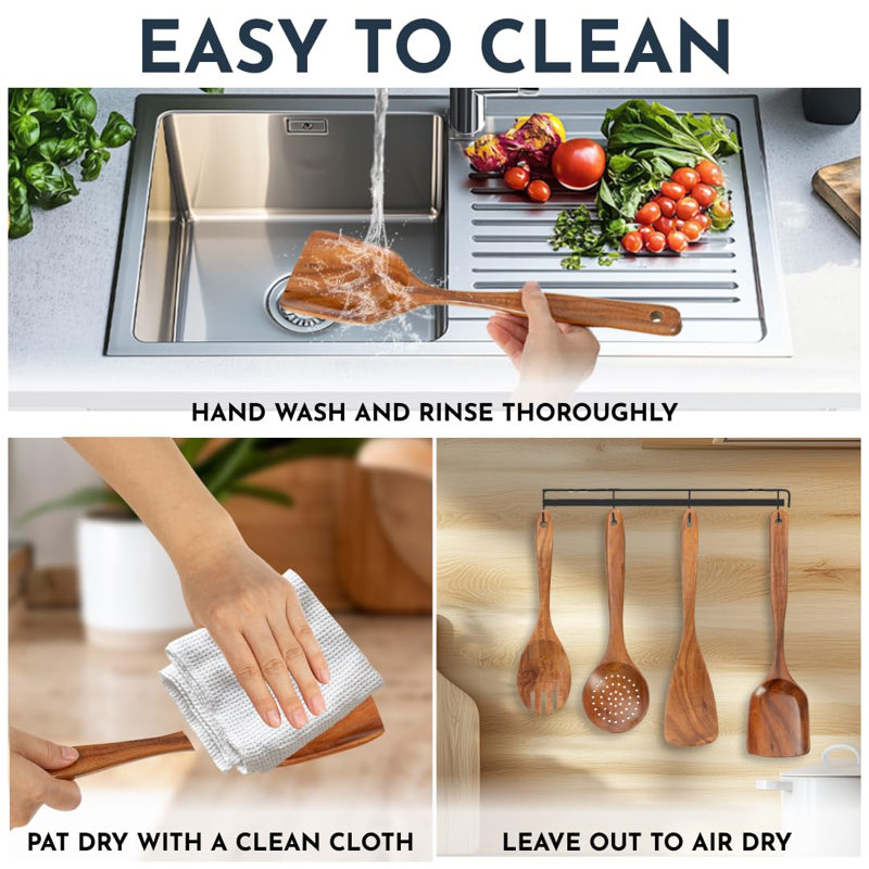 Premium Teak Wood 6-Piece Cooking Utensil Set