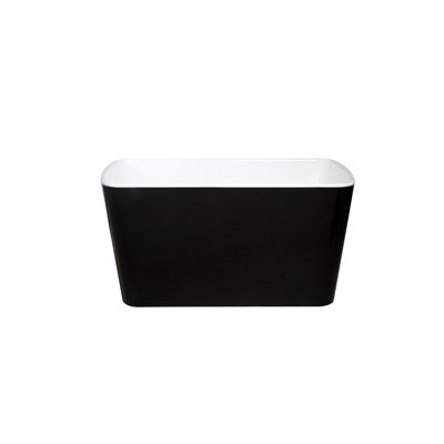49'' Acrylic Freestanding Soaking Bathtub, Square-Shape Japanese Soaking Hot Tub With Chrome Overflow And Drain