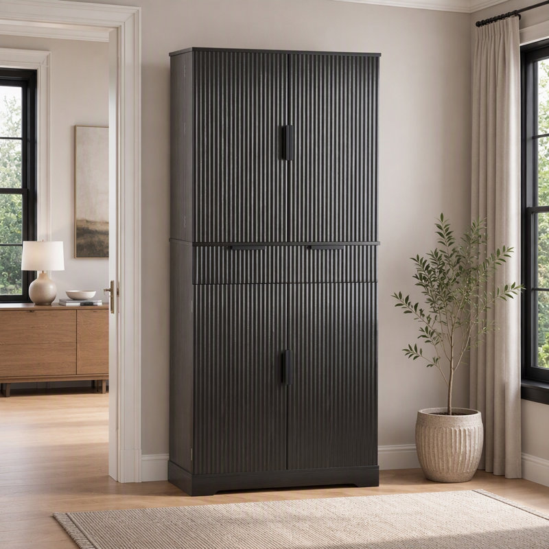 Armoire de rangement sur pied 72 pouces, Noir