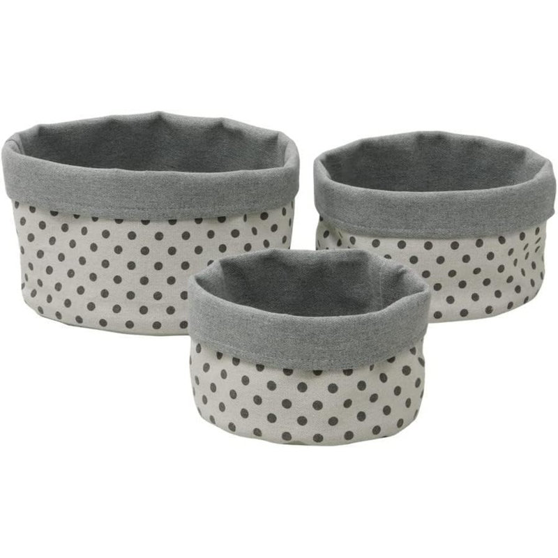 MantraRaj 3Pcs Round Fabric Storage Baskets Decorative Round Baskets For Home Décor (Cream)