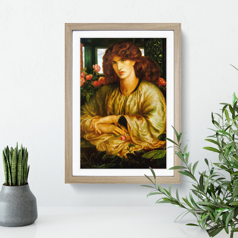 The Woman and Window by Dante Gabriel Rossetti - Picture Frame Painting, 36cm H x 27cm W x 2cm D, Oak