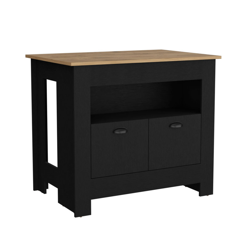 Armoire à deux portes et tablette Modern Kitchen Island, Noir